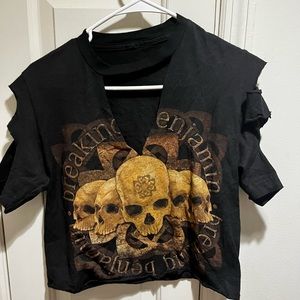 Vintage Breaking Benjamin tour 2018 cropped distressed t-shirt